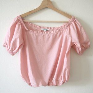 Size S - MADEWELL Women's Pink Cotton Off-the-Shoulder Bubble Top